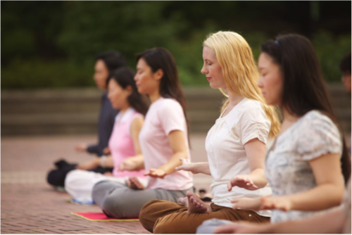 Falun-Dafa-Praktizierende bei der Meditationsübung. © FDI