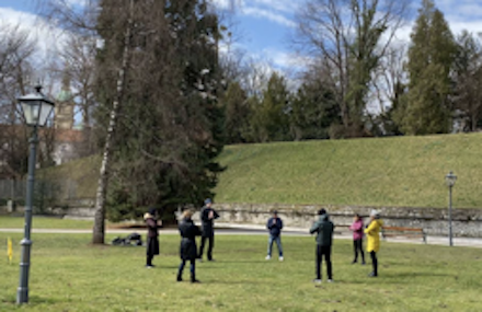 Falun-Gong-Übungen am 6. März 2020 im Grazer Stadtpark © FDI Österreich