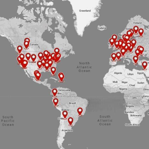 Karte der versuchten Störungen von Shen Yun-Aufführungen in 38 Ländern