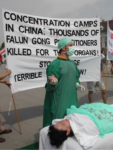 Wien/Heldenplatz: Info-Veranstaltung über die Organentnahme an Falun Gong Praktizierenden in China